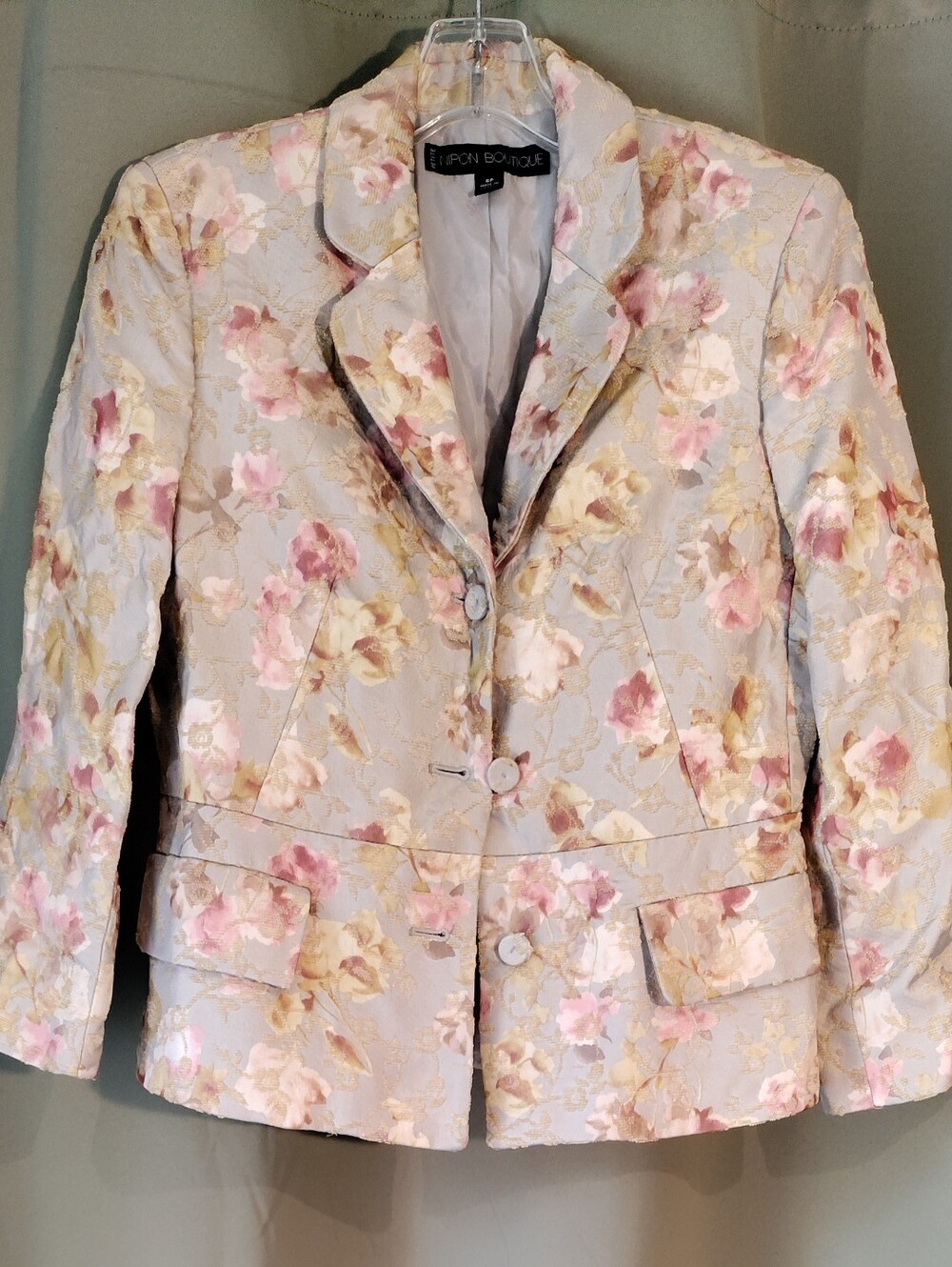 Nipon Boutique Floral Brocade Petite Blazer Size 6P